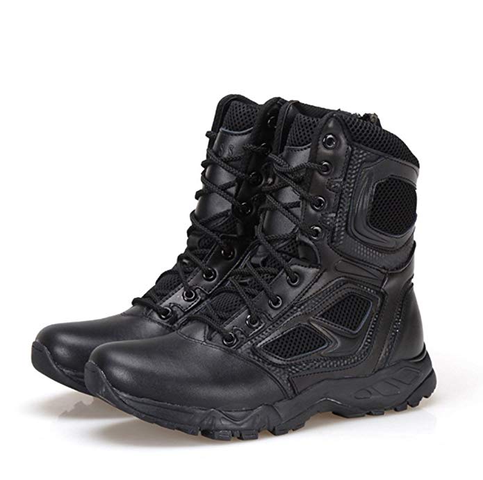 BE DREAMER Mens Lightweight Tactical Side-Zipe Boots