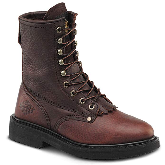 Bonanza Boots 817 Kiltie Lacer Work Safety Outdoor Shoes With Oil Resistant Outsole - Dark Brown