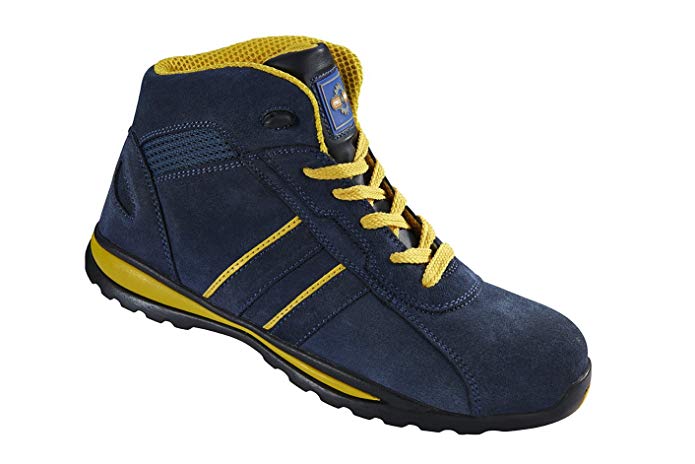 Pro Man PM4070 S1P SRC Navy Yellow Steel Toe Cap Hiker Style Safety Work Boots Sneakers