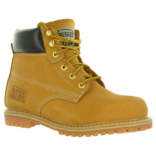 Rugged Blue MS001 Nubuck Leather Steel Toe Waterproof Mens Work Boot, Size 7M, Tan