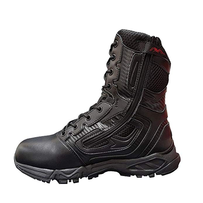 LiliChan Men's 8” Side-Zip Combat Duty Boots Military and Tactical Boot