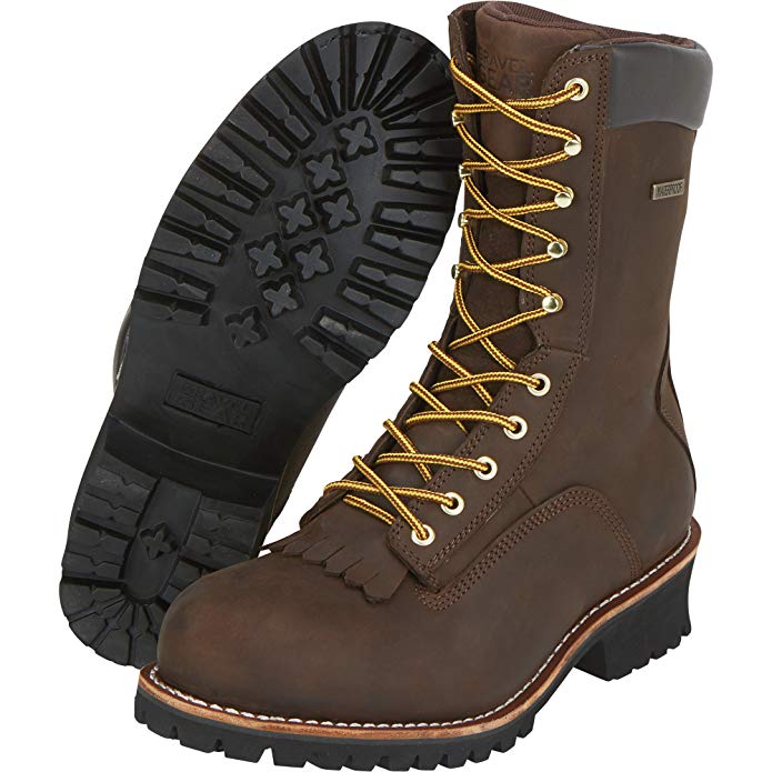 Gravel Gear Men's 10in. Waterproof Steel Toe Logger Work Boots - Brown, Size 9 1/2, Model# NT200401-1ST