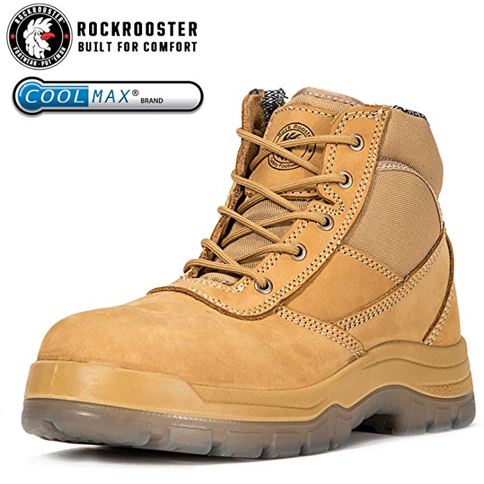 ROCKROOSTER Men's Work Boots, Composite/Steel Toe, Safety Water Resistant Leather, Women Shoes