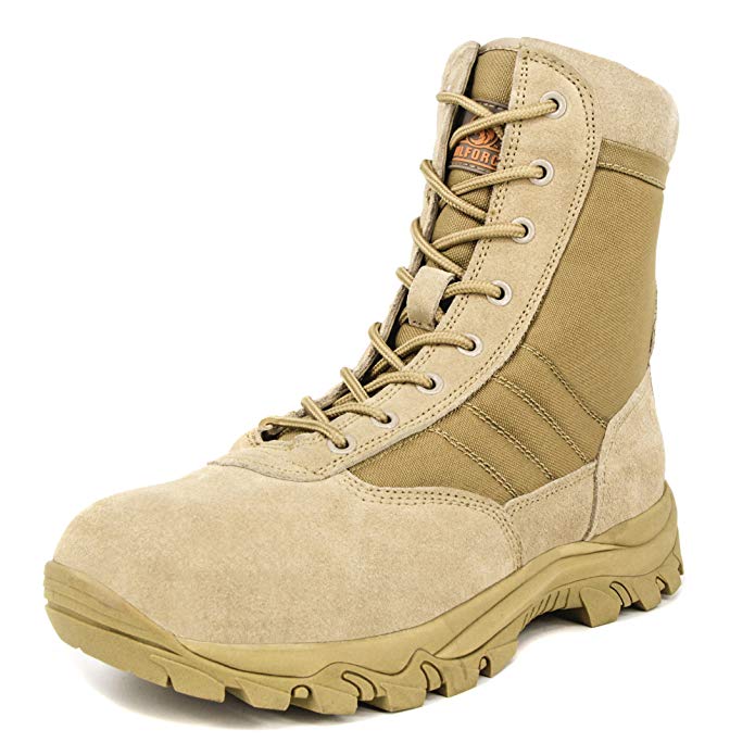 Milforce Men’s 8 inch Military Tactical Boots Lightweight Combat Desert Shoes with Side Zipper, Sand