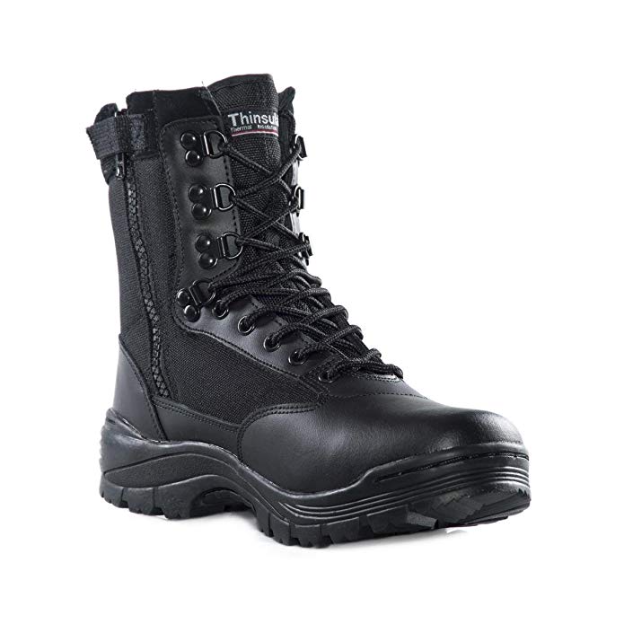 Black Tactical Boot with YKK Zipper, Easy On & Off