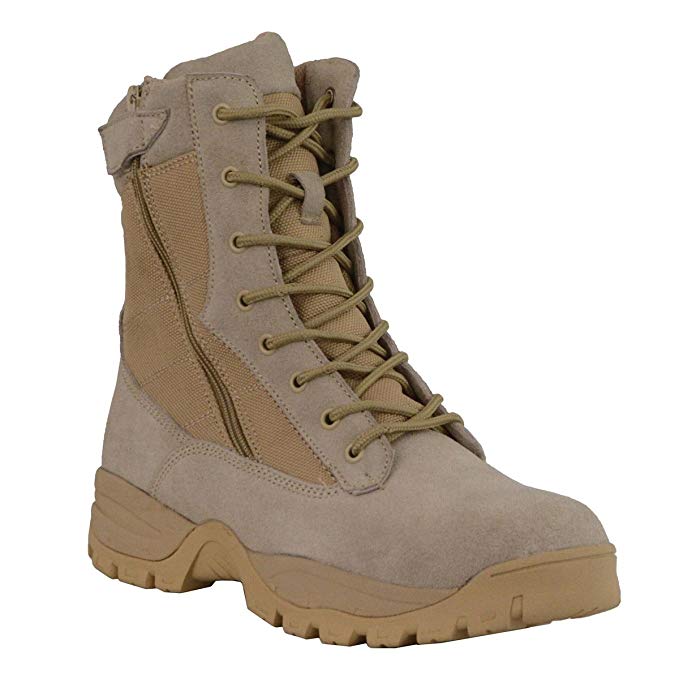 Milwaukee Leather Mens 9in Desert Sand Leather Tactical Boots with Side Zippers - 10